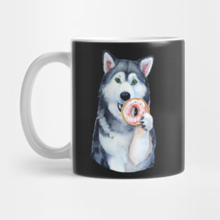 Husky Donut Watercolor Mug